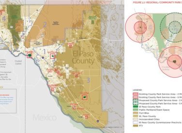 planning area map and regional community park service needs map El Paso County