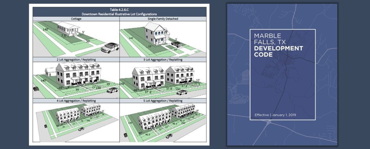 downtown residential illustration lot configurations for Marble Falls