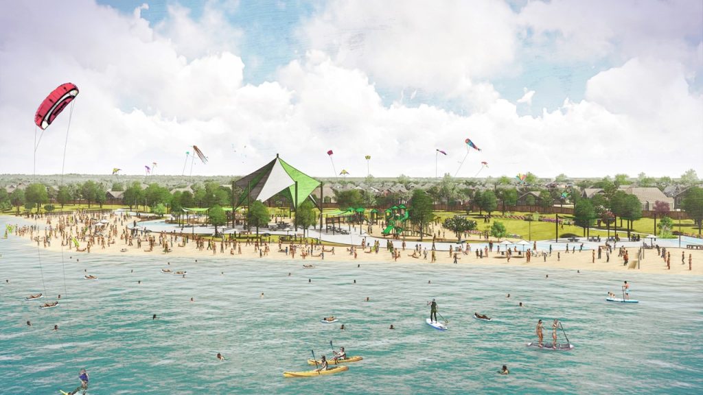 Lake Pflugerville, TX rendering of project lakefront beach